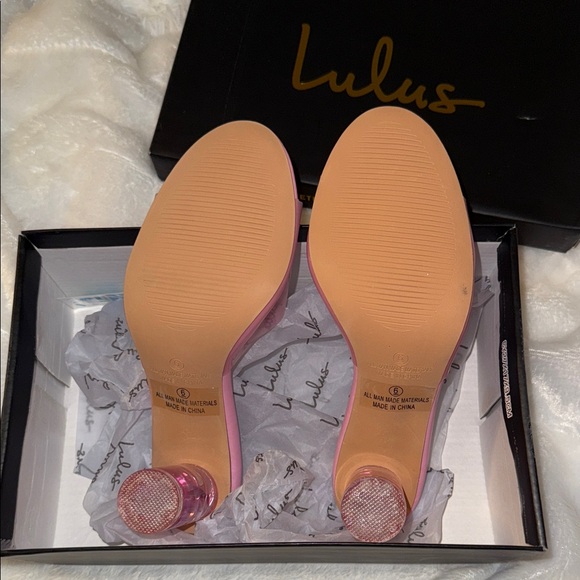 Lulu's Pink Clear Block Heels - Picture 3 of 3